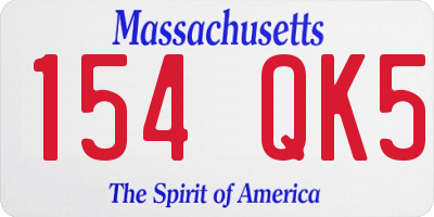 MA license plate 154QK5