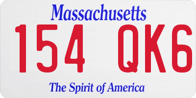 MA license plate 154QK6