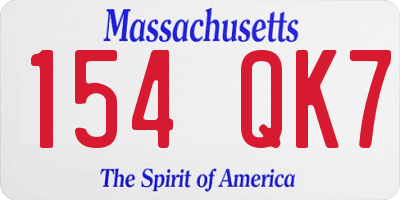 MA license plate 154QK7