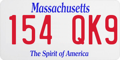 MA license plate 154QK9