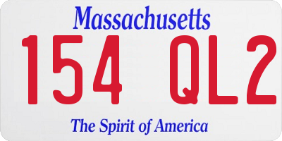 MA license plate 154QL2