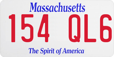 MA license plate 154QL6