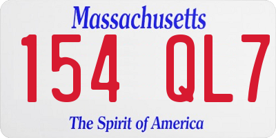 MA license plate 154QL7