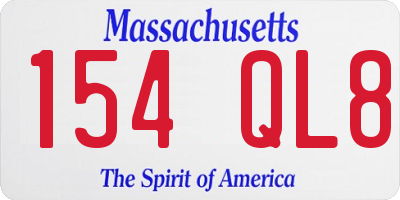 MA license plate 154QL8