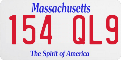 MA license plate 154QL9