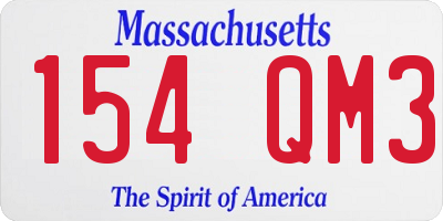 MA license plate 154QM3