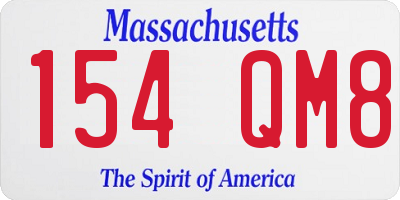 MA license plate 154QM8