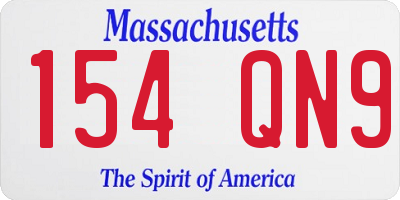 MA license plate 154QN9