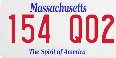 MA license plate 154QO2