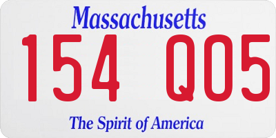 MA license plate 154QO5