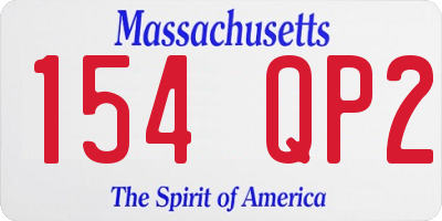 MA license plate 154QP2