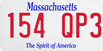 MA license plate 154QP3