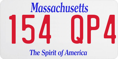 MA license plate 154QP4