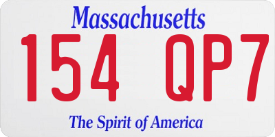 MA license plate 154QP7