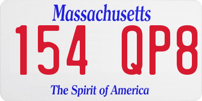 MA license plate 154QP8