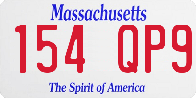 MA license plate 154QP9