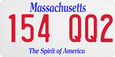 MA license plate 154QQ2