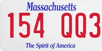 MA license plate 154QQ3