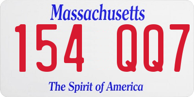 MA license plate 154QQ7