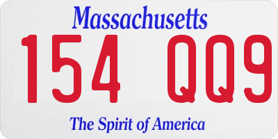 MA license plate 154QQ9