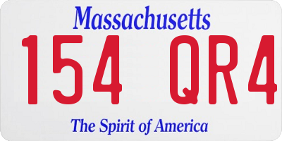 MA license plate 154QR4