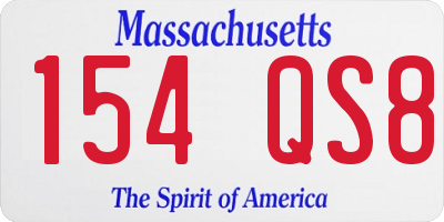 MA license plate 154QS8