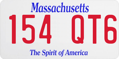 MA license plate 154QT6