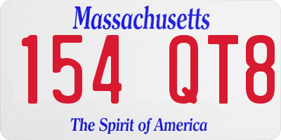 MA license plate 154QT8