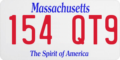 MA license plate 154QT9