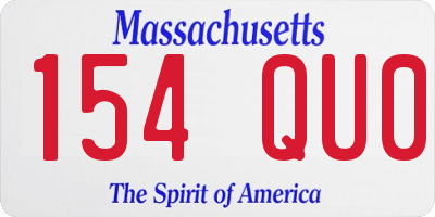 MA license plate 154QU0
