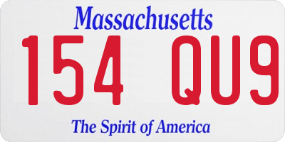 MA license plate 154QU9