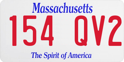MA license plate 154QV2