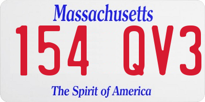 MA license plate 154QV3