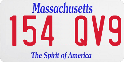 MA license plate 154QV9