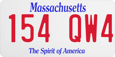 MA license plate 154QW4