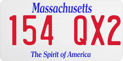 MA license plate 154QX2