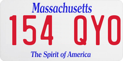 MA license plate 154QY0