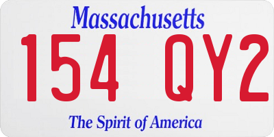 MA license plate 154QY2