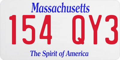 MA license plate 154QY3
