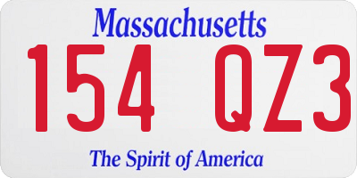 MA license plate 154QZ3