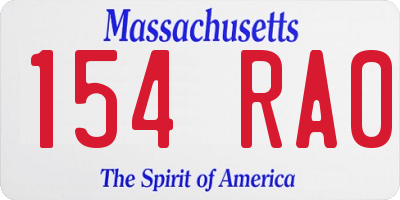 MA license plate 154RA0