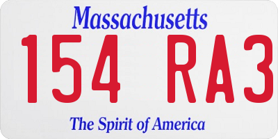 MA license plate 154RA3