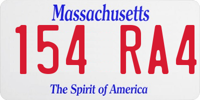 MA license plate 154RA4