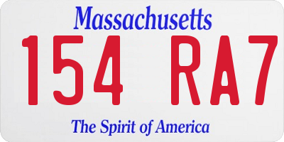 MA license plate 154RA7