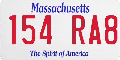 MA license plate 154RA8