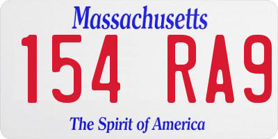 MA license plate 154RA9