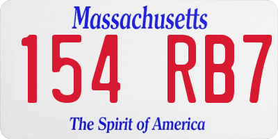 MA license plate 154RB7