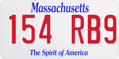 MA license plate 154RB9