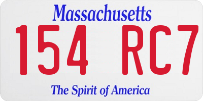 MA license plate 154RC7