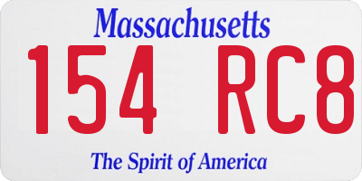 MA license plate 154RC8